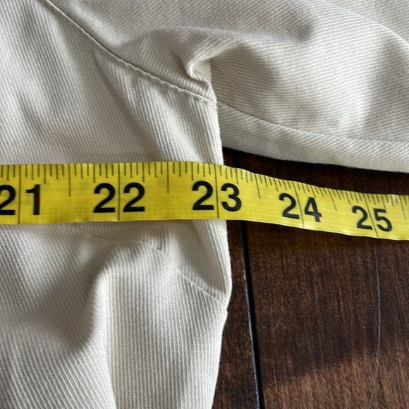 Denim & Co. Cotton Lightweight Jacket Button up High Low Tan Embroidered Size L - Picture 6 of 9